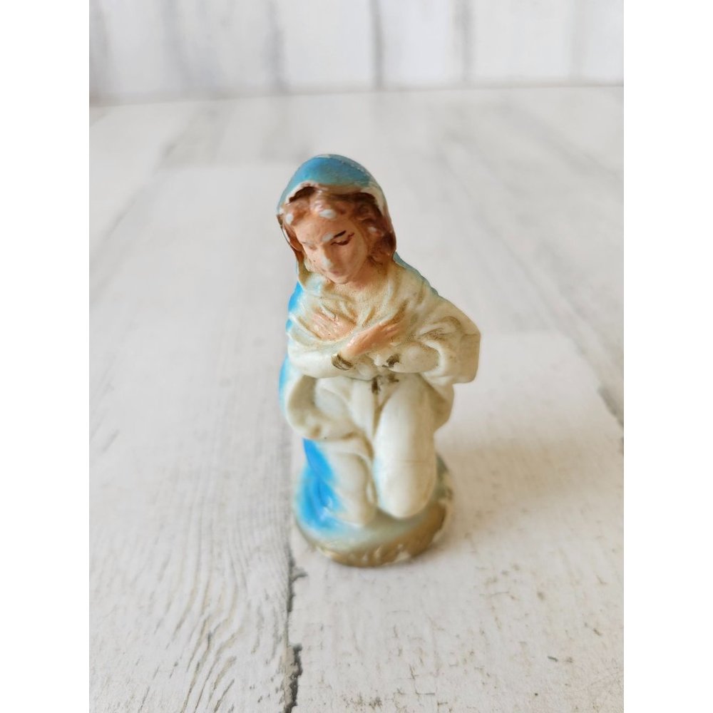 Vintage plastic Virgin Mary nativity village Xmas decor‎ religious